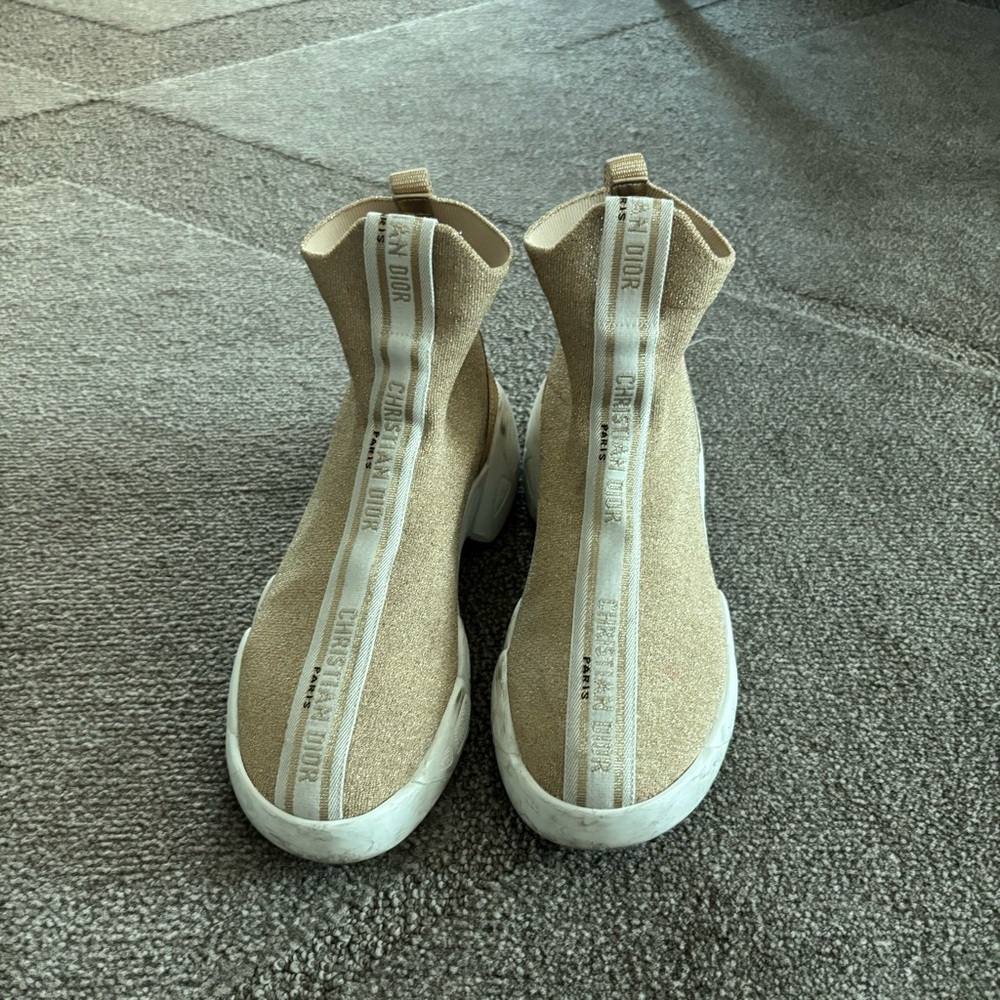 Authentic Christian Dior Beige High-Top Sneakers